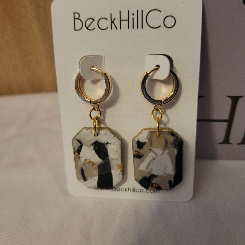 BeckHillCo Gold and Black Dangle Earrings
